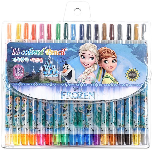 겨울왕국 18색 슬라이더 색연필/캐릭터 색연필,돌돌이 색연필