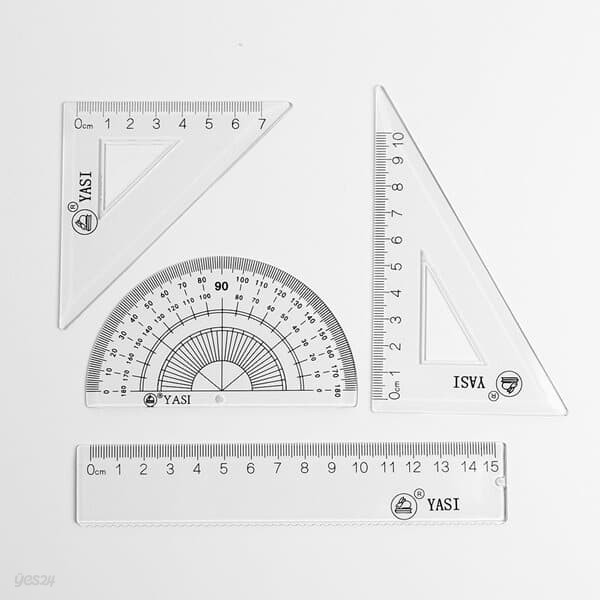 투명 각도기 삼각자 4종/어린이 문구 학용품 각도기자
