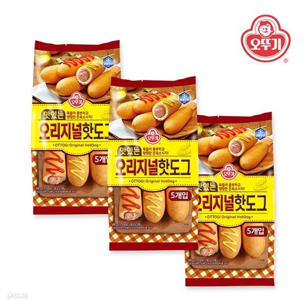 오뚜기 맛있는 오리지널 핫도그 400g x 3개 / 80g x 15입