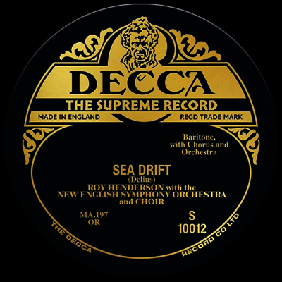 Roy Henderson — 딜리어스: 해류 (Delius: Sea Drift - Strictly limited Edition of 900 copies) - Roy Henderson 앨범 커버
