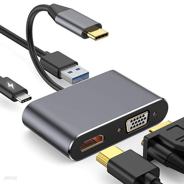넥스원 C타입 HDMI 4K UHD USB3.0 PD충전 듀얼스크린 멀티포트 허브 sy-618 그레이