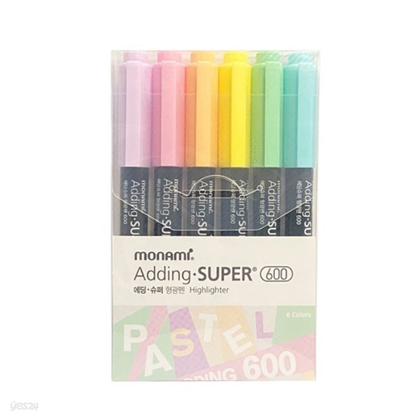 모나미 에딩슈퍼 파스텔 형광펜 600 6색세트
