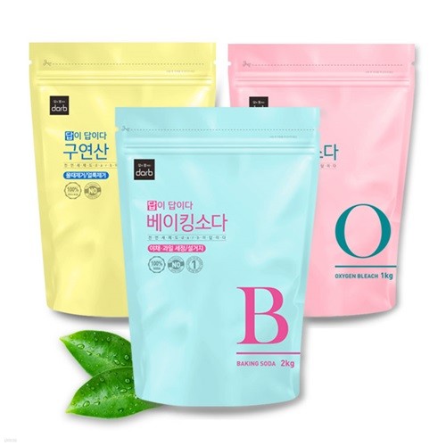 답이답이다 천연세제 3종 세트 베이킹소다 2kg + 구연산 1 kg + 과탄산소다 1kg