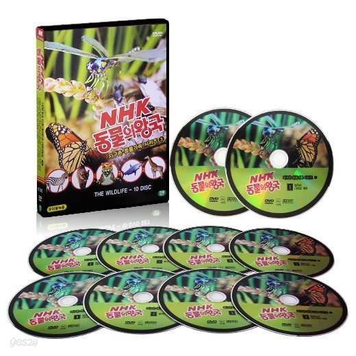 [ NHK 다큐멘터리] 동물의 왕국 - 지구촌 동물가족 DVD 10 DISC (잠자리, 나비와 개미 등 10편 ) /우리말/총750분/전체관람가