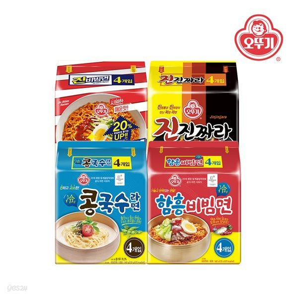 [오뚜기여름라면패키지]오뚜기 콩국수라면+함흥비빔면+진비빔면+진진짜라 멀티팩