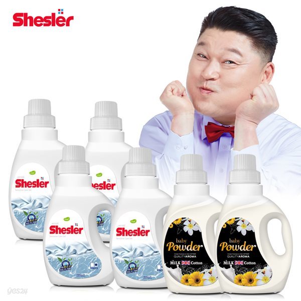 강호동의 쉬슬러 (세제 센스티브 650ml 4개 + 퍼퓸 파우더향 650ml 2개)/아토세이프세제/중성세제/드럼세탁기세제/액체세제