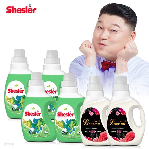 강호동의 쉬슬러 (세제 유칼립투스 650ml 4개 + 퍼퓸 러브미향 650ml 2개)/아토세이프세제/중성세제/드럼세탁기세제/액체세제