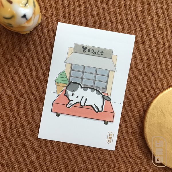 도로보우네코 쉬는 고양이 사각 스티커