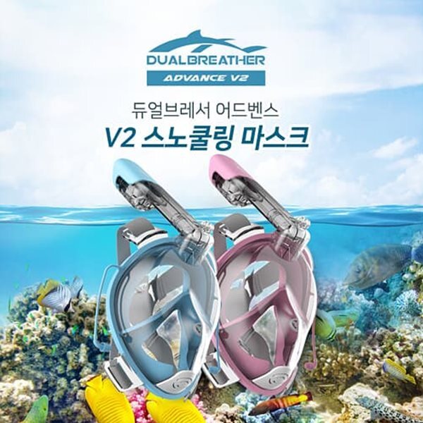 듀얼브레서 어드밴스 V2 스노클링 마스크 / 물안경 수영마스크