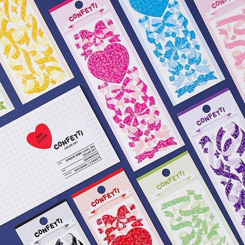(홀로그램) 반짝반짝 컨페티 스티커_BIG 컬러세트