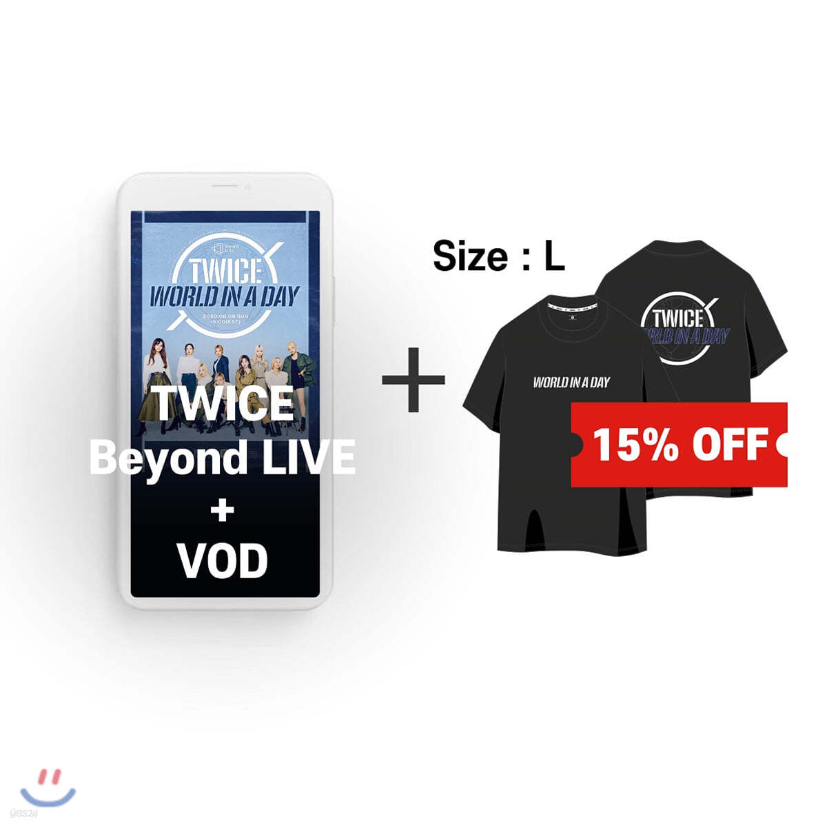 TWICE Beyond LIVE +VOD관람권 + 티셔츠 (BLACK, L)