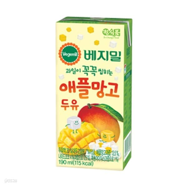 정식품 과일이꼭꼭씹히는애플망고두유 190mL 16팩