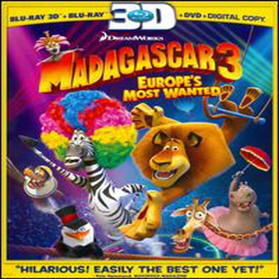 Madagascar 3: Europe's Most Wanted (ٰī 3: ̹ Ŀ) (ѱ۹ڸ)(Three-Disc Blu-ray 3D / Blu-ray / DVD Combo + Digital Copy + UltraViolet) (2012)
