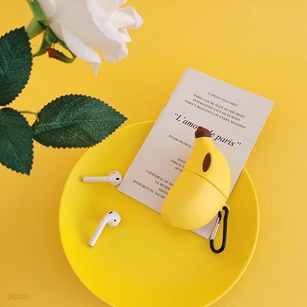 귀여운 옐로우 바나나 실리콘 에어팟 케이스 1 2 PRO