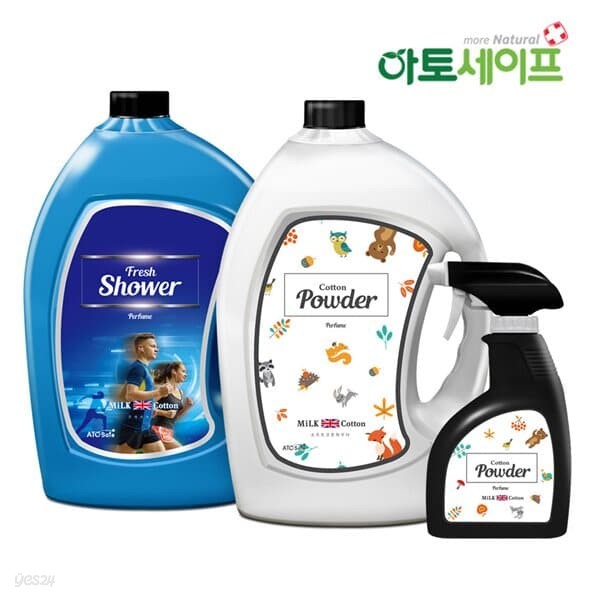 밀크코튼 드레스퍼퓸 섬유향수 섬유탈취제 대용량 프레쉬샤워 3L(1) +파우더 3L(1)