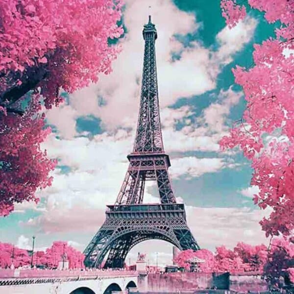 핑크빛 에펠탑 DIY 액자형 캔버스 비즈 큐빅 십자수