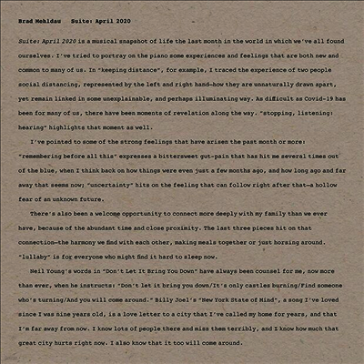Brad Mehldau — Suite: April 2020 앨범 커버