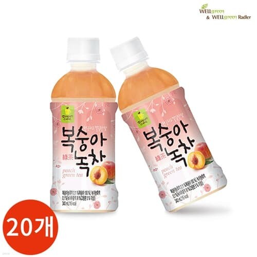 웰그린 스위트카페 복숭아녹차 340ml x 20PET