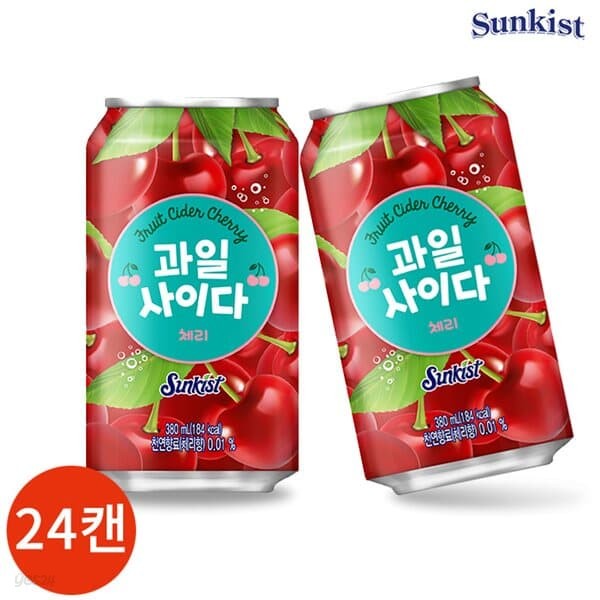 해태 썬키스트 과일사이다 체리 355ml x 24캔