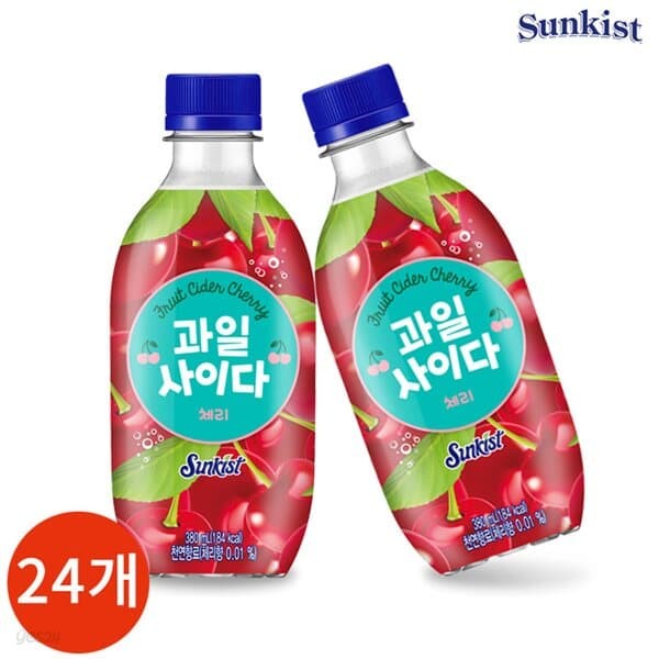 해태 썬키스트 과일사이다 체리 380ml x 24개