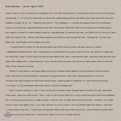 Brad Mehldau (브래드 멜다우) - Suite: April 2020 [LP] 