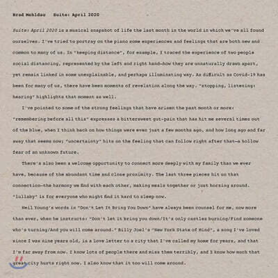 Brad Mehldau — Suite: April 2020 앨범 커버