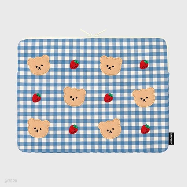 Dot strawberry check-blue-15inch notebook pouch(15인치 노트북 파우치)
