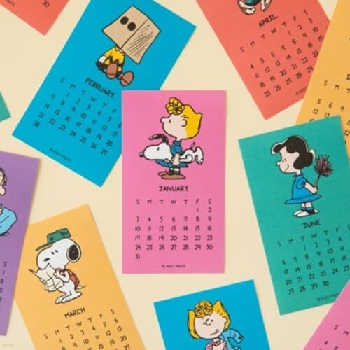 [Peanuts] 2021 미니 달력 스티커_컬러풀