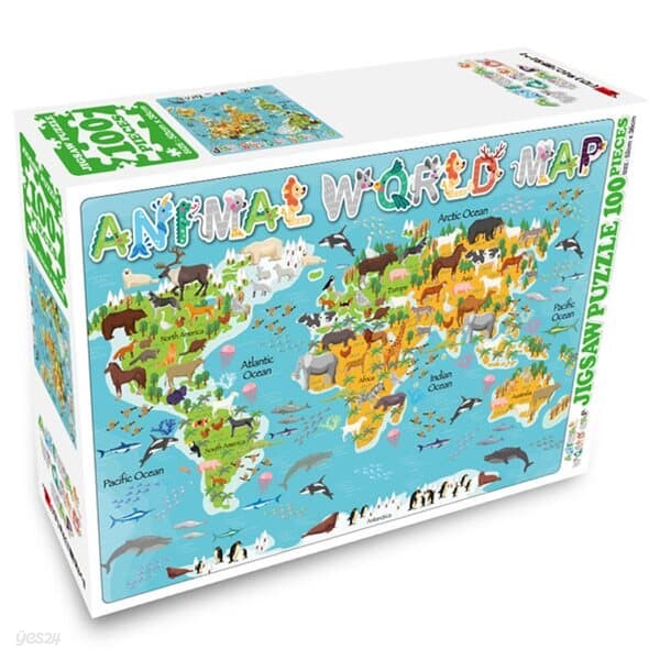 세계지도 100피스 퍼즐 애니멀 월드맵