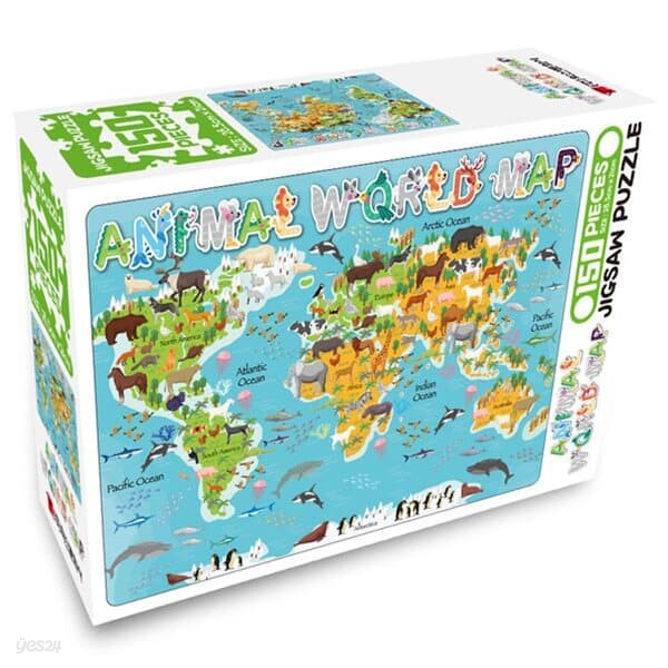 세계지도 150피스 퍼즐 애니멀 월드맵