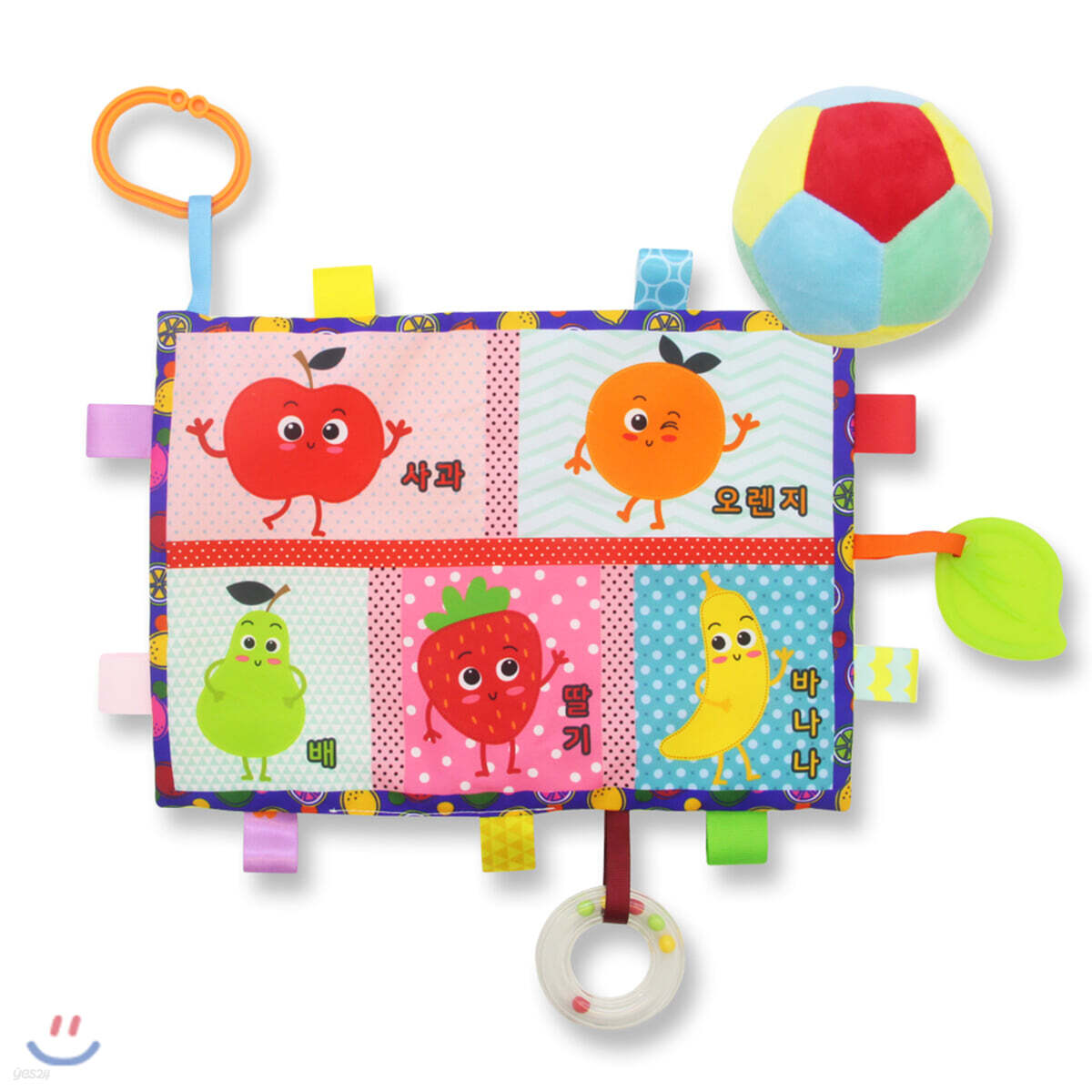 아기 유모차걸이 치발기 바스락 과일책 + 딸랑이 축구공