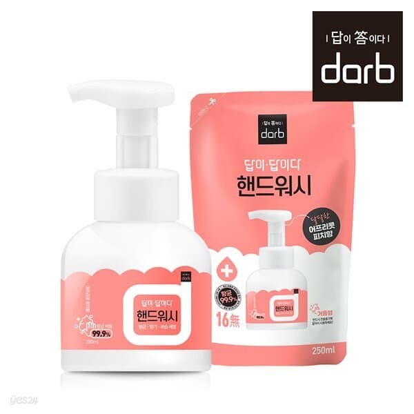 답이답이다 포밍핸드워시 피치향 용기280ml 1개+리필250ml 1개