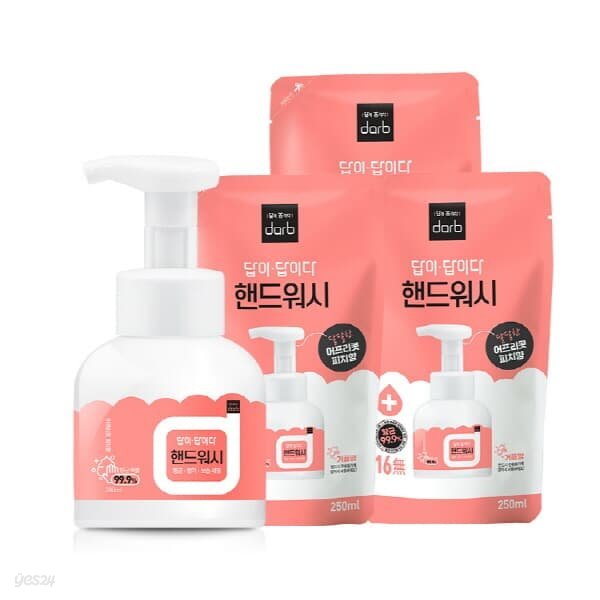 답이답이다 포밍핸드워시 피치향 용기280ml 1개 + 리필250ml 3개