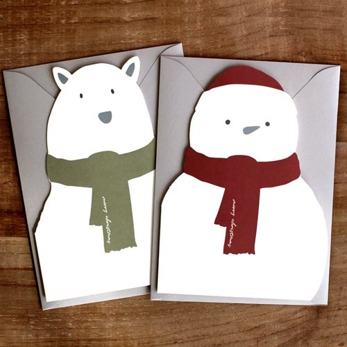 디비디 크리스마스 카드 - bear &amp; snowman
