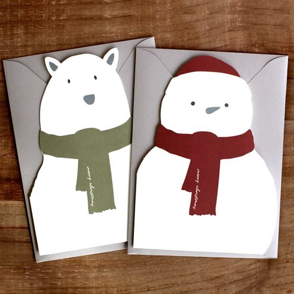 디비디 크리스마스 카드 - bear & snowman
