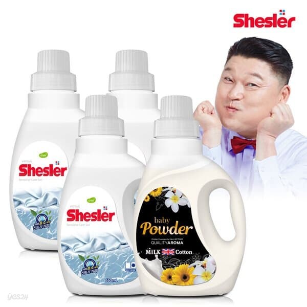 강호동의 쉬슬러세제 센스티브 650ml 3개 + 퍼퓸 파우더향 650ml 1개/아토세이프세제/중성세제/드럼세탁기세제/액체세제