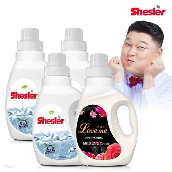 강호동의 쉬슬러세제 센스티브 650ml 3개 + 퍼퓸 러브미향 650ml 1개/아토세이프세제/중성세제/드럼세탁기세제/액체세제