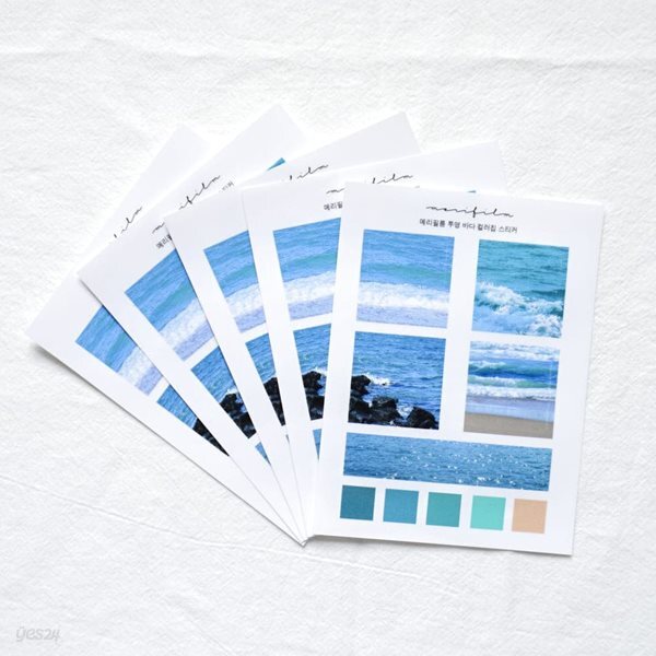 [메리필름] 투명 바다 컬러칩 스티커 5장 1set