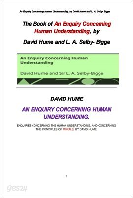 데이비드 흄의 인간의 이해력및 도덕성의 원칙에 관한 탐구. An Enquiry Concerning Human Understanding, by David Hume and L. A. 