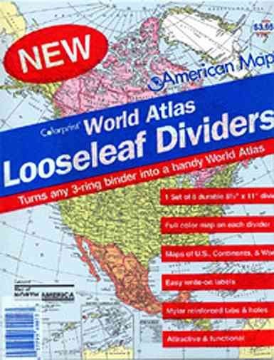 American Map World Atlas Looseleaf Notebook Dividers