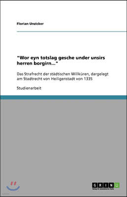 "Wor eyn totslag gesche under unsirs herren borgirn..."