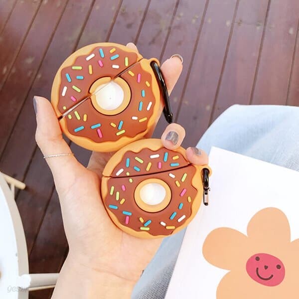 귀여운 도넛 디자인 실리콘 에어팟 케이스 1 2 3세대
