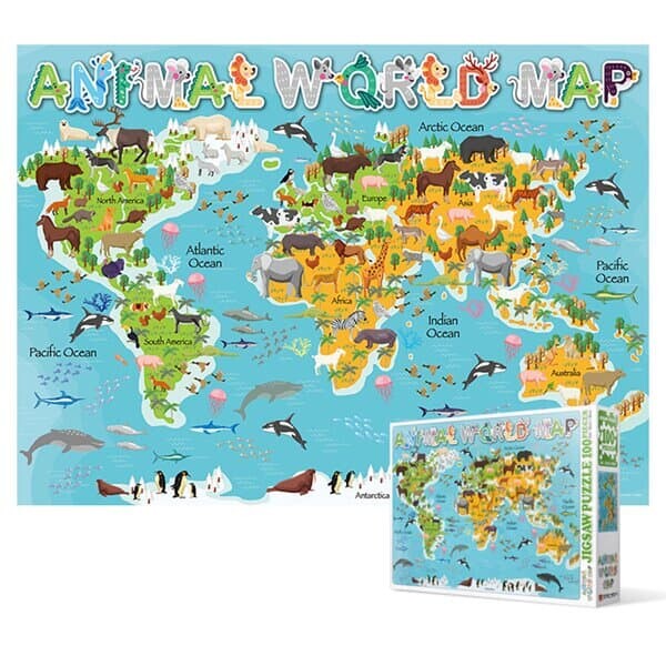 100피스 직소퍼즐 - 애니멀 월드 맵 (큰조각)