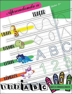 Aprendendo a tracar linhas formas letras numeros: Livro de atividades para maiores de 3 anos para comecar a tracar linhas, formas, letras e numeros. C