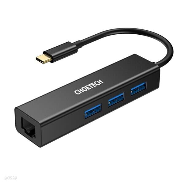 [CHOETECH] 초텍 C타입 to RJ45 + USB3.0 어댑터 HUB-U02BK
