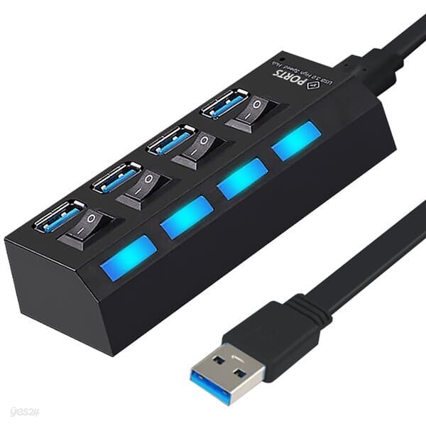 OMT 4포트 USB3.0 USB허브 고속전송 on/off개별스위치 내장 선길이 1m