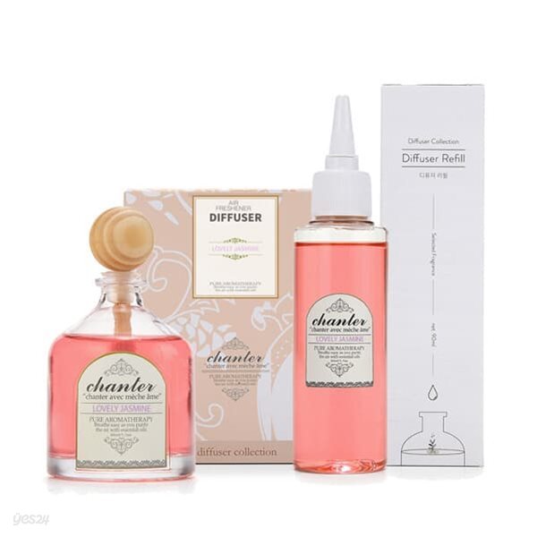 [샹떼] 러블리 자스민 Lovely Jasmine 디퓨저 본품 & 리필 세트 - 본품 50ml 리필 90ml 차량용 실내용