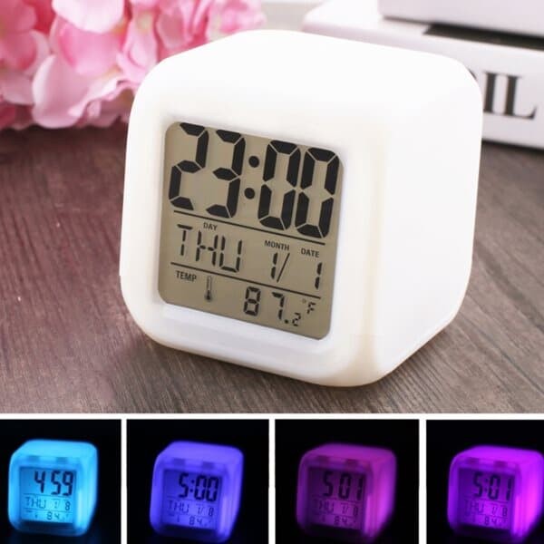4in1 큐빅 LED 무드 디지털 시계 알람 달력 온도계