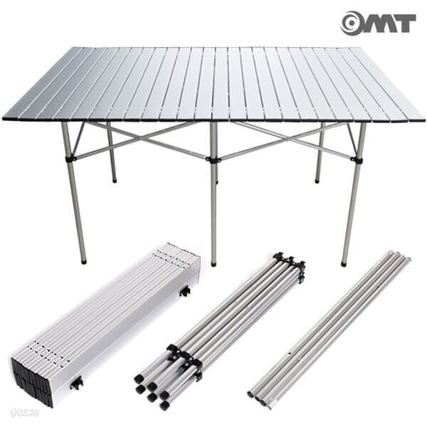 OMT 휴대용 접이식 알루미늄 폴딩 롤 캠핑 테이블 특대형 1300*700 6인용