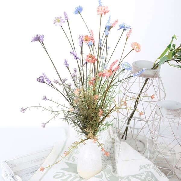 [마쉬매리골드]조화 고속터미널꽃시장 미니 믹스 플라워 60cm 시들지않는꽃